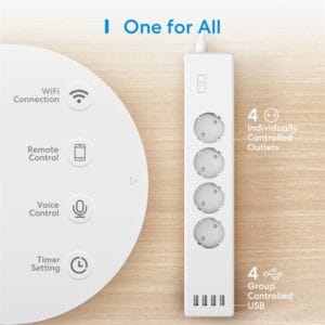 Ổ cắm nối dài Meross Power Strip 4 AC + 4 USB - Ảnh 3