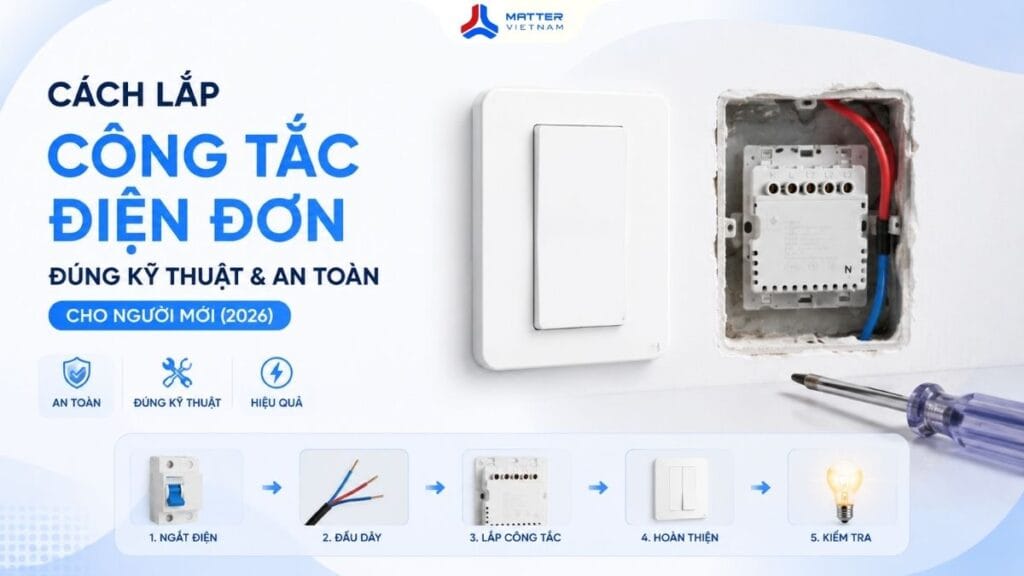 cách lắp đặt công tắc điện đơn